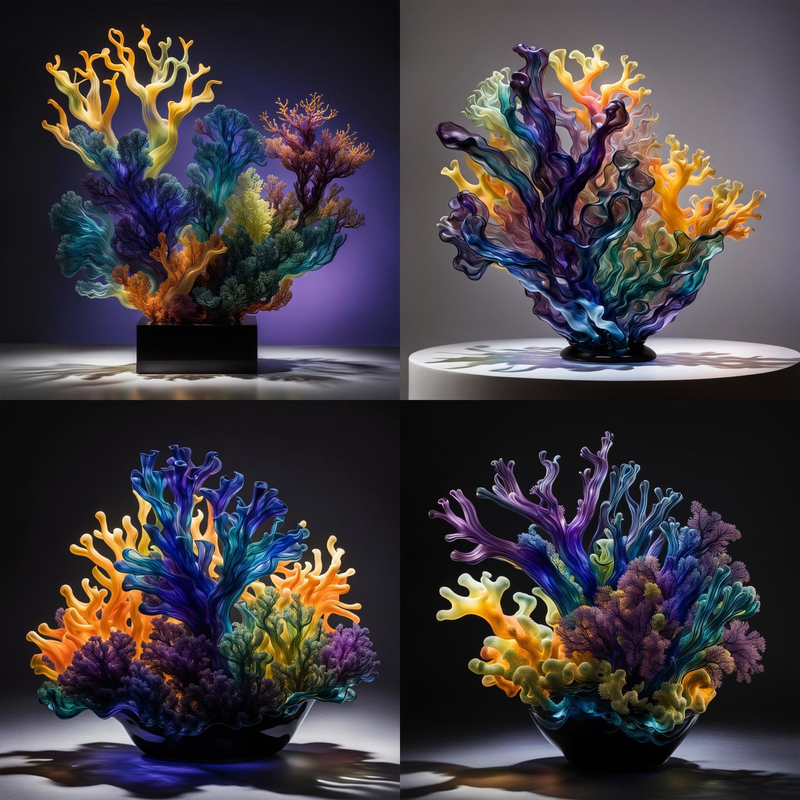 Blown glass sea sculptures