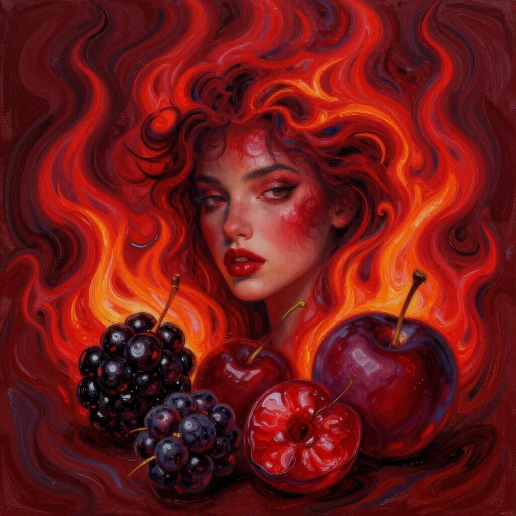 Crimson Flame Tempest Expressionist Oil Painting