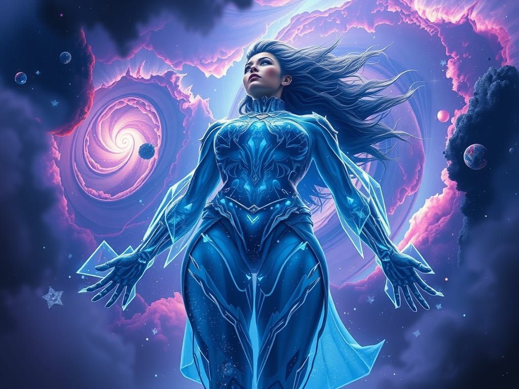 Colossal Crystalline Woman Pulsating with Cosmic Energy