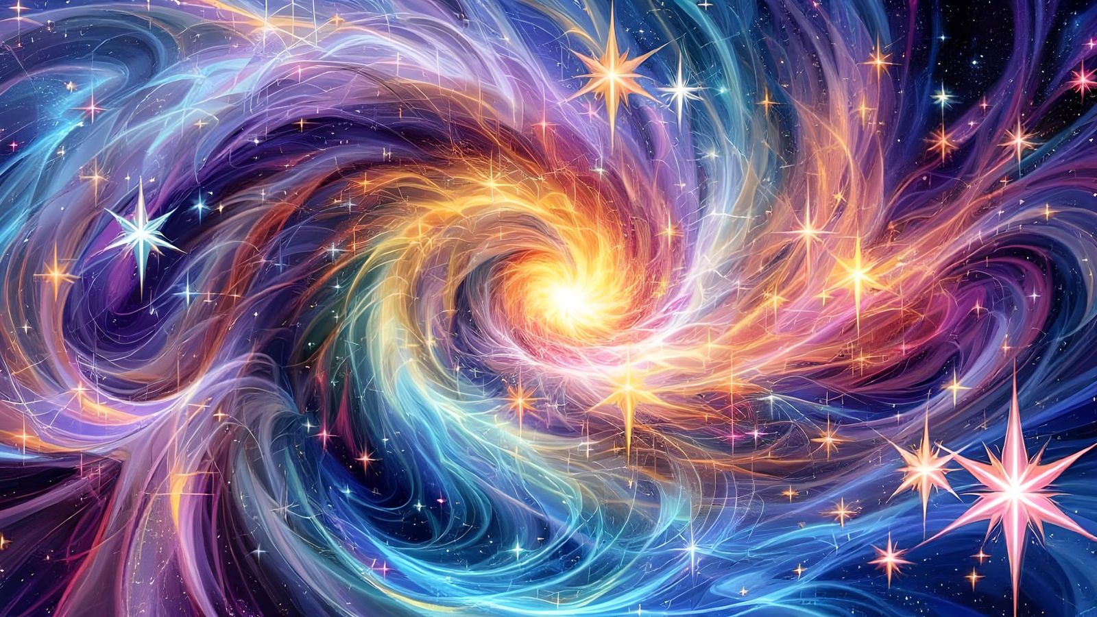 Iridescent Stars in Abstract Expressionist Style