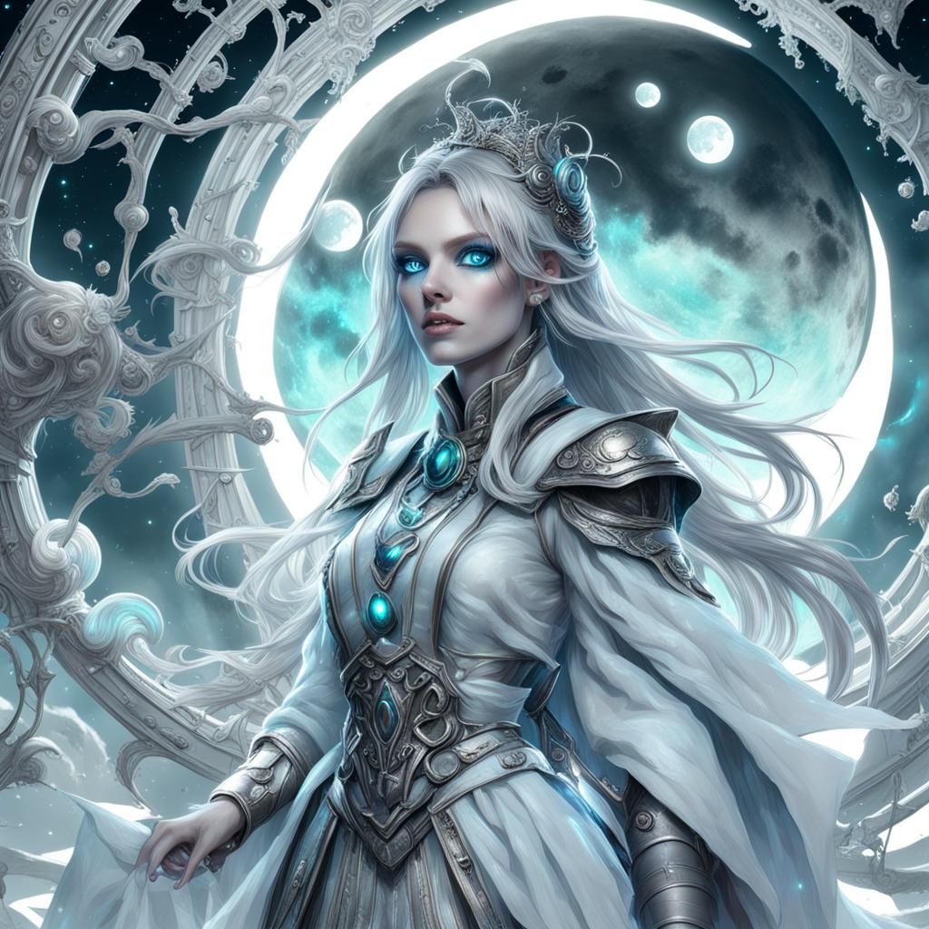 Bioluminescent Beauty Facing Grey Moon