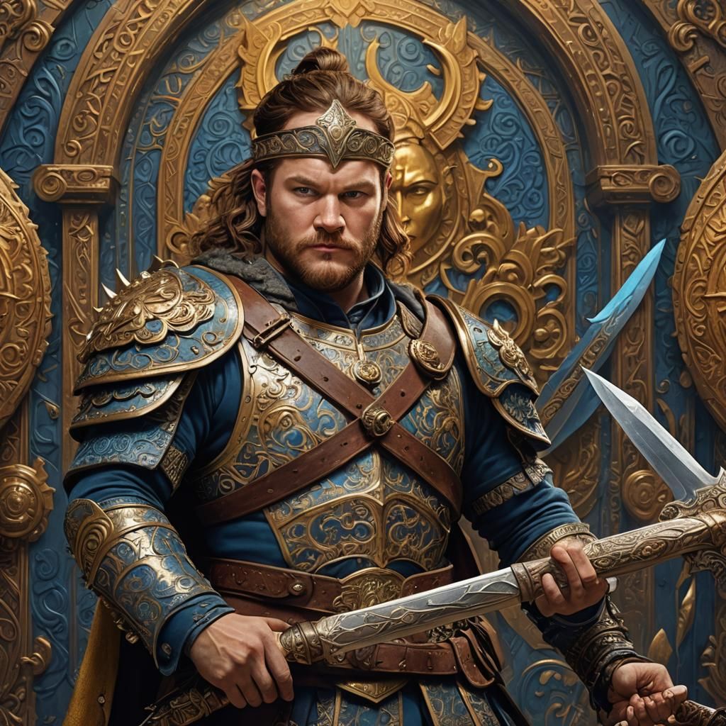 Epic Fantasy Bard/Barbarian in Ornate Armor