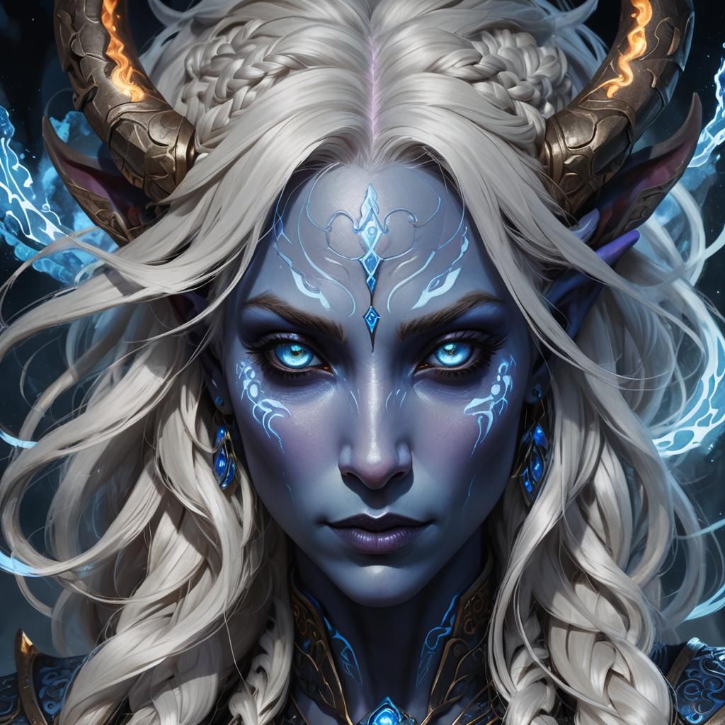 Ethereal Draenei in Dark Fantasy Portraiture