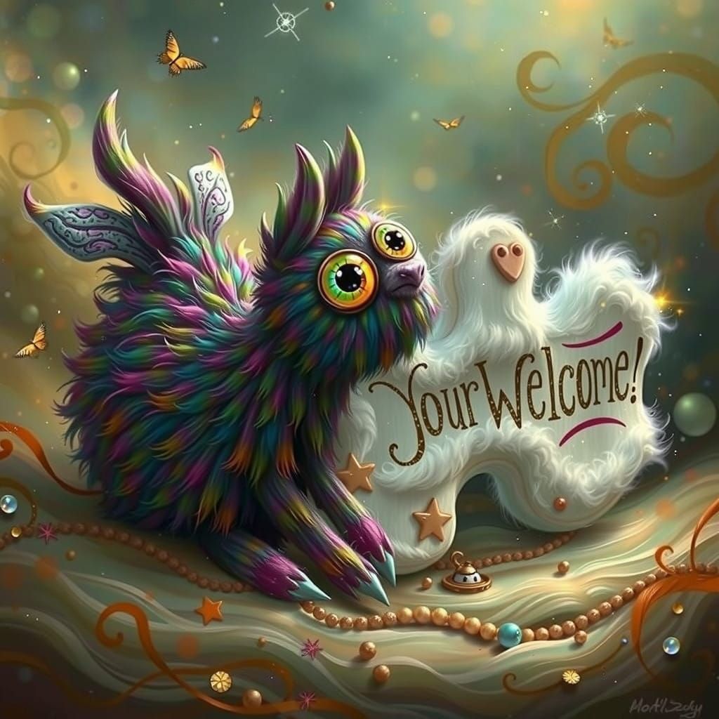 Vibrant, Pastel Rainbow Creature Welcomes in Whimsical Style