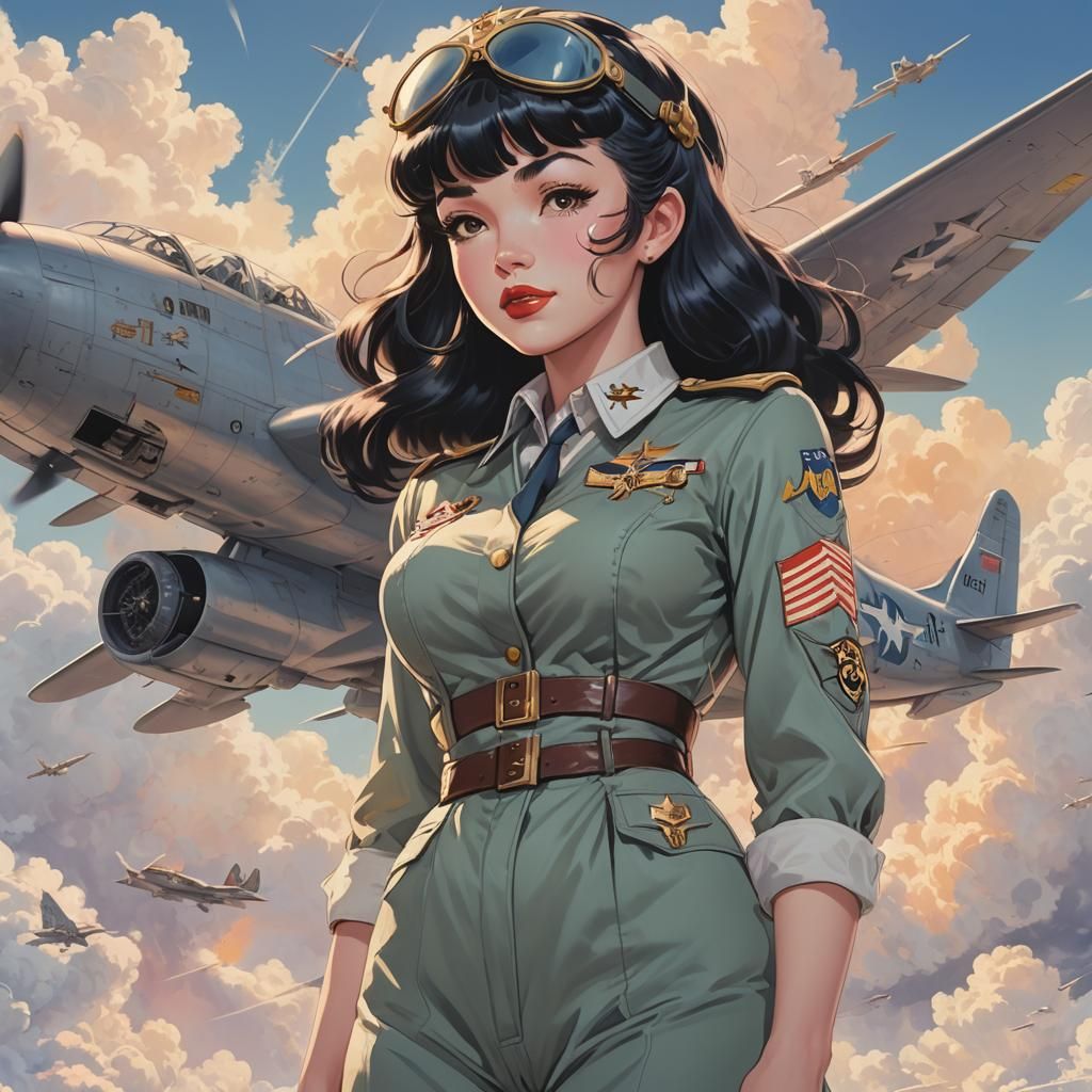 Bettie Page, Air Force Pilot, Anime Key Visual