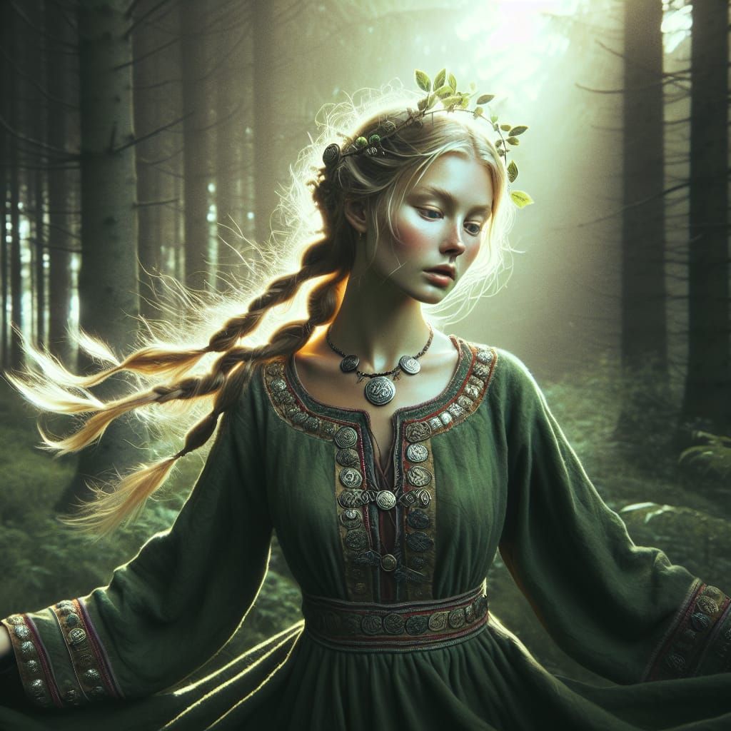 Baltic Iron Age Fairy Goddess in Forest