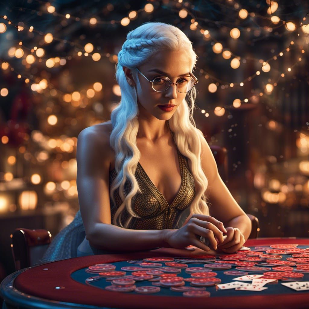 Daenerys Targaryen Plays Poker: Hyperrealistic 8K Portrait