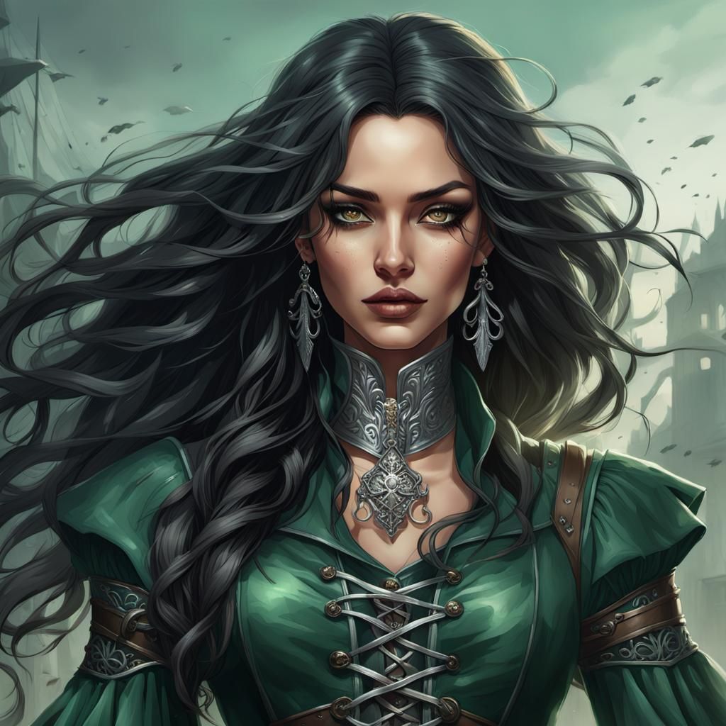 Fantasy Pirate Woman in Hyperrealistic Style