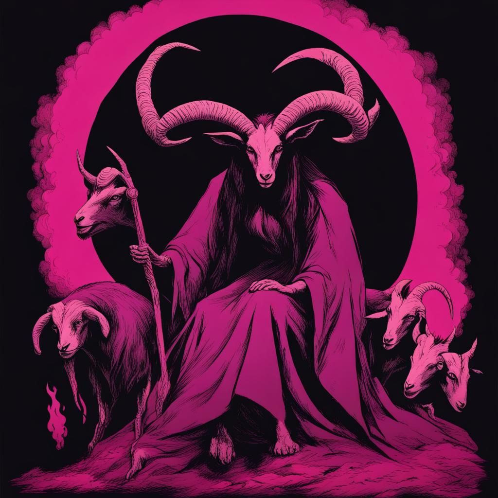 Gothic Witch Sabbath with Devil Goat