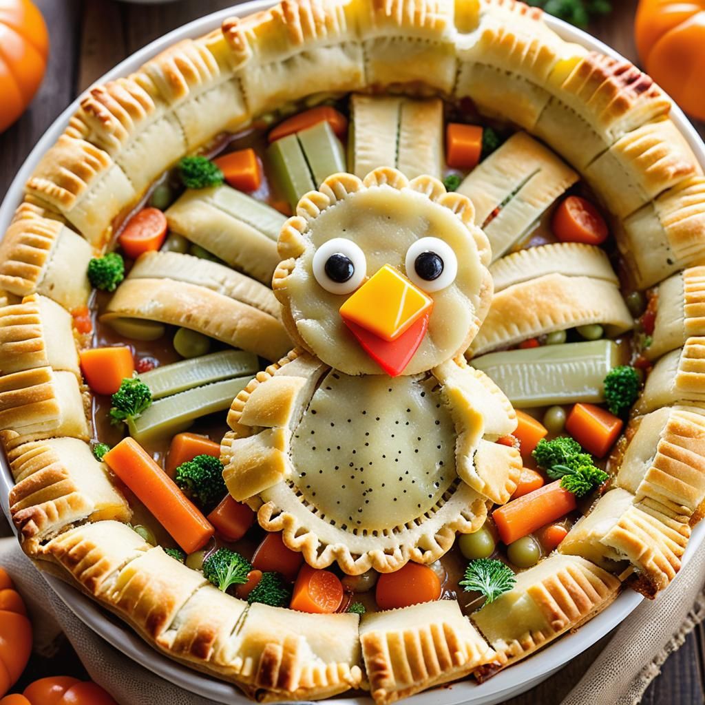 Adorable Turkey Pops Out of Pot Pie