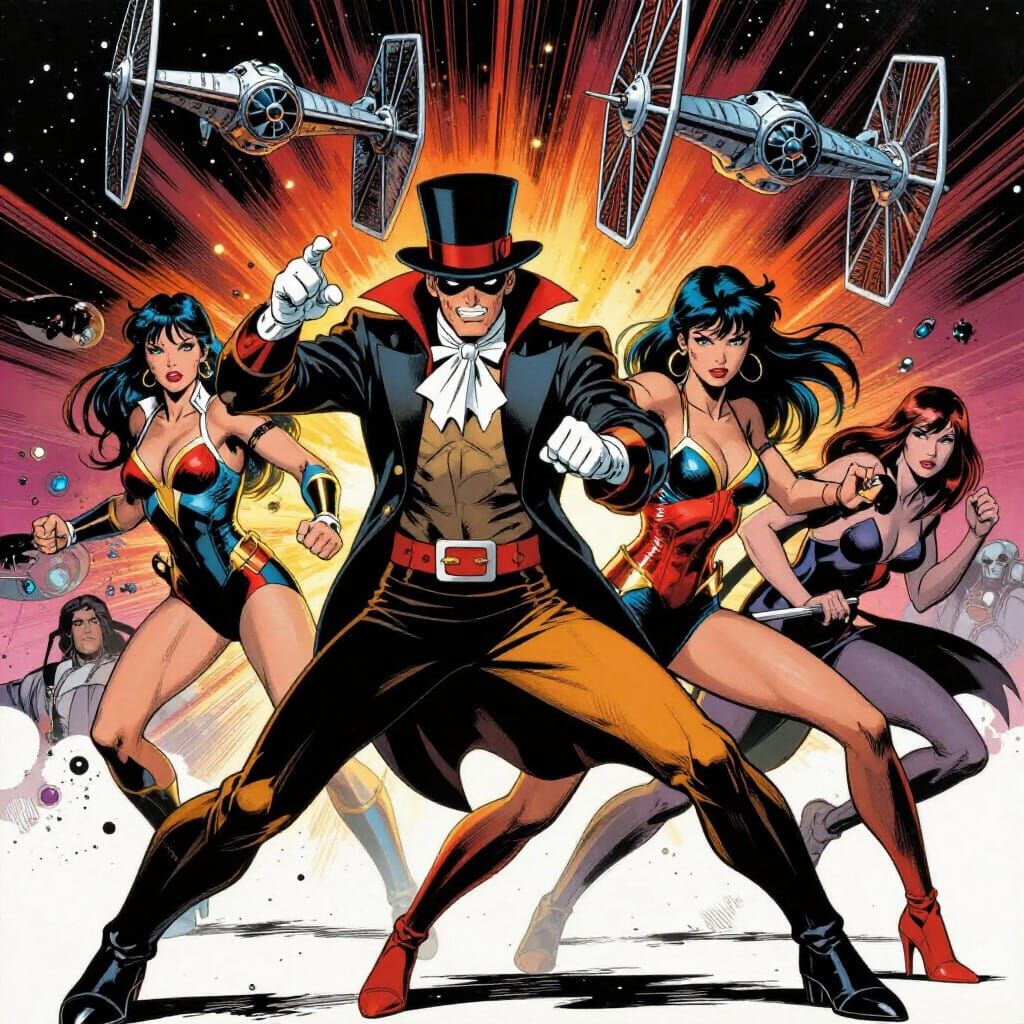 Comic Heroes Battle Star Wars Empire in Epic Illustration