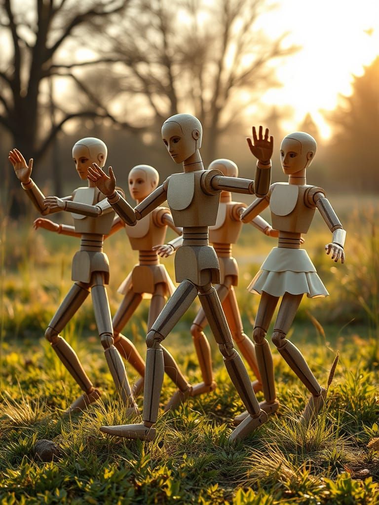 Wooden Automata Interpretive Dance Troupe "Jazz Hands"