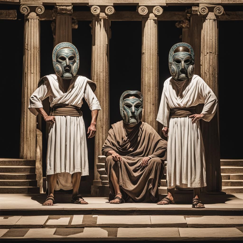 Ancient Greek Actors in Traditional Theatre Masks