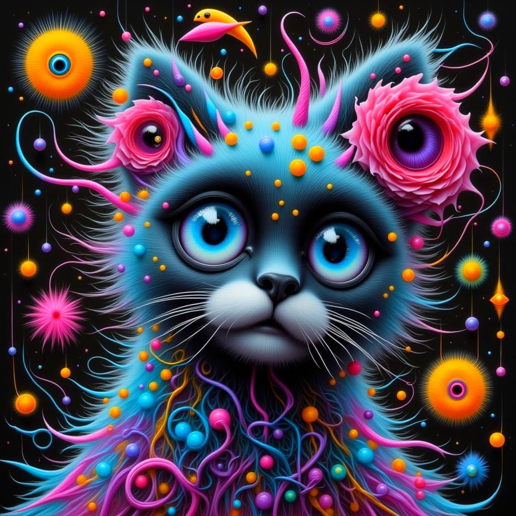 Gothic Cyberpunk Fantasy Creature with Big Curious Eyes