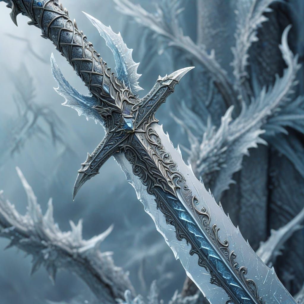 Dragon Blade of Frost in Hyper-Realistic Fantasy Art