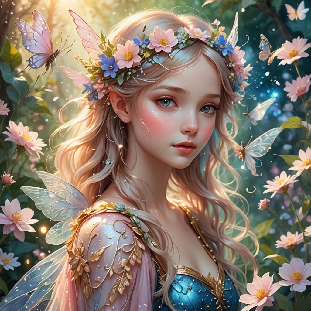 Fairy in Enchanted Garden Illustration