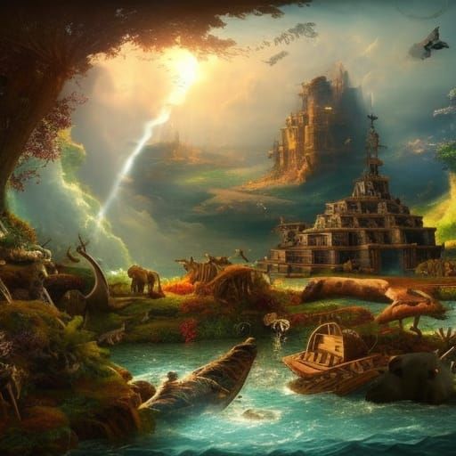 Fantastical Noah's Ark in Detailed Matte Painting