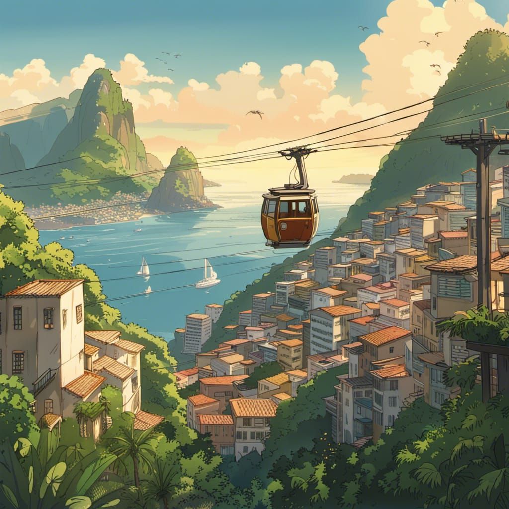 Pão de Açúcar in Studio Ghibli Anime Style