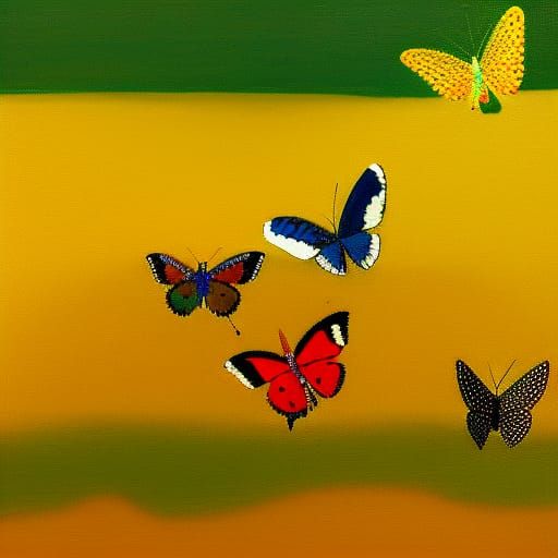 Steampunk City with Geometric Butterflies, Kinetic Pointilli...