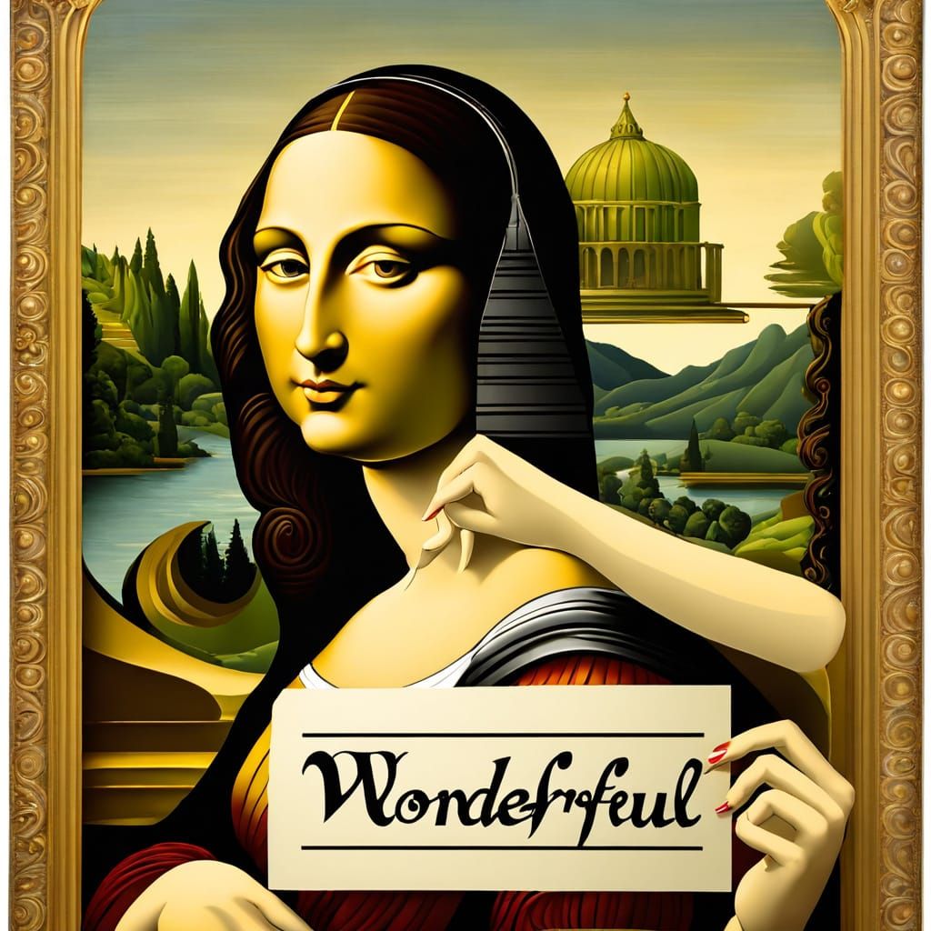 Sultry Mona Lisa Portrait with a Touch of Whimsy
