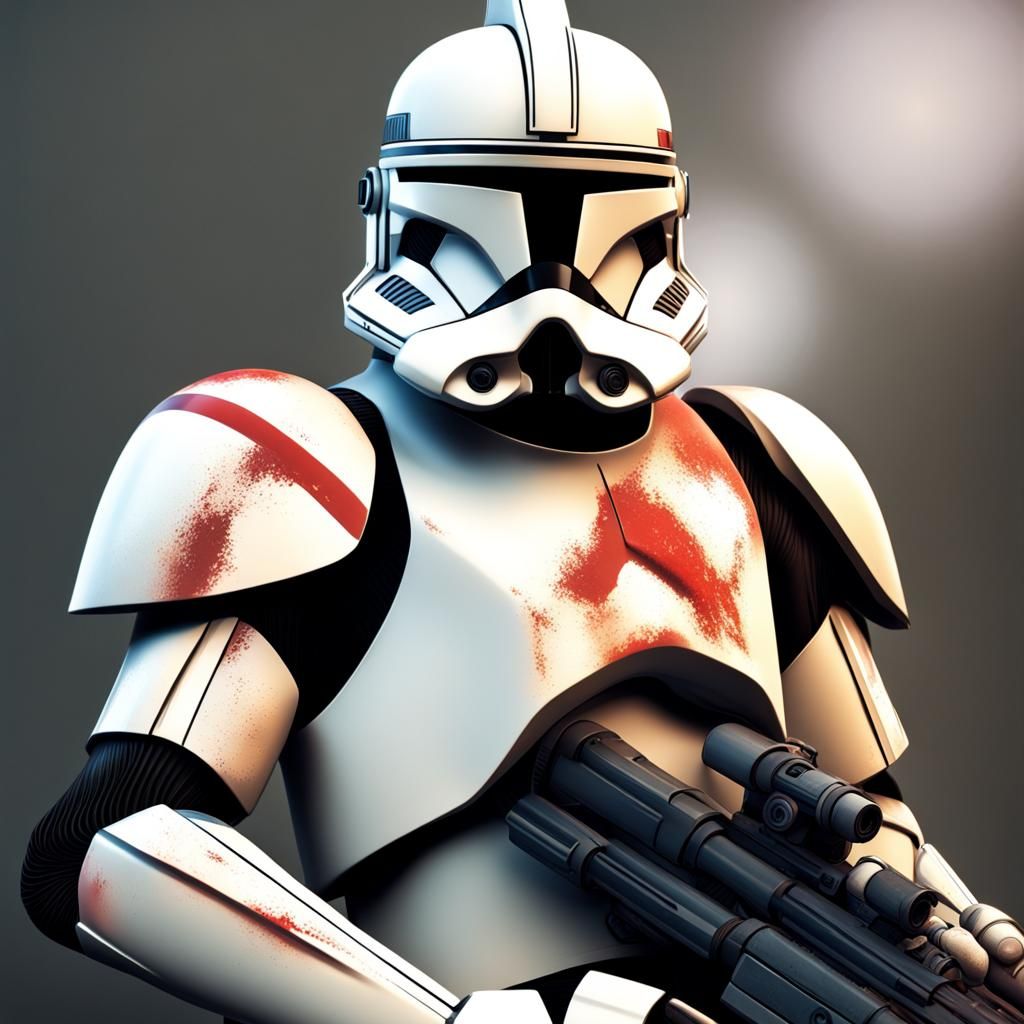 Detailed Clone Trooper in Splash Art Style