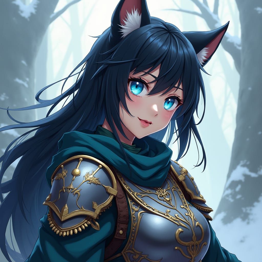 Medieval Fantasy Wolf Girl in Vibrant Colors