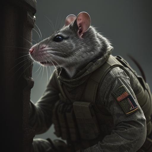 Hyperrealistic Soldier Rat in Cinematic Composition