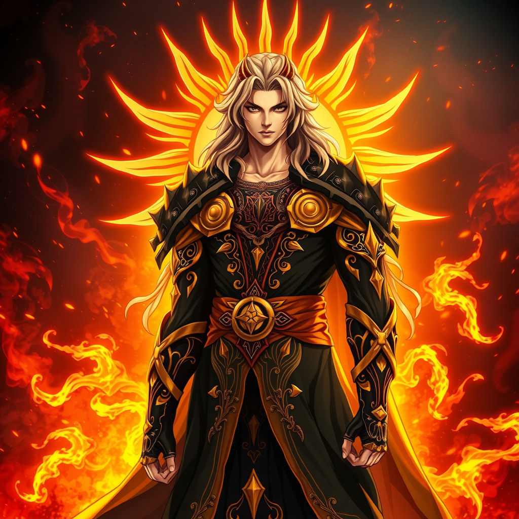 Helios, the Sun God in Anime Style