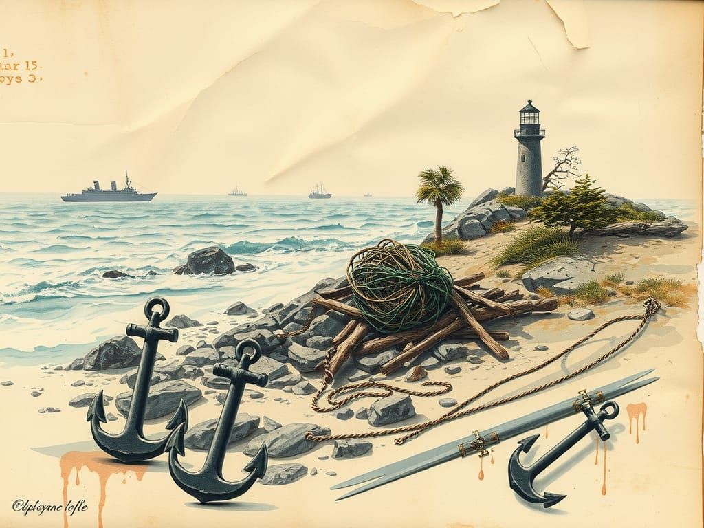 Vintage Coastal Landscape in Impressionist Style