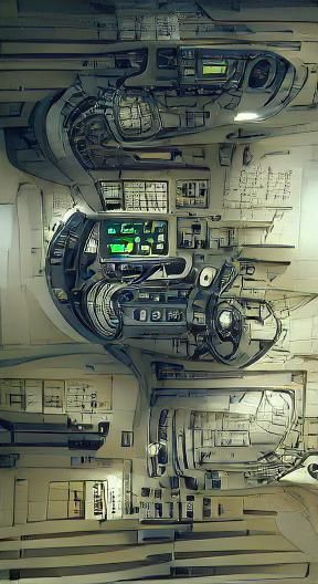 Biomechanical Control Room in Spaceship: Science Fiction Art