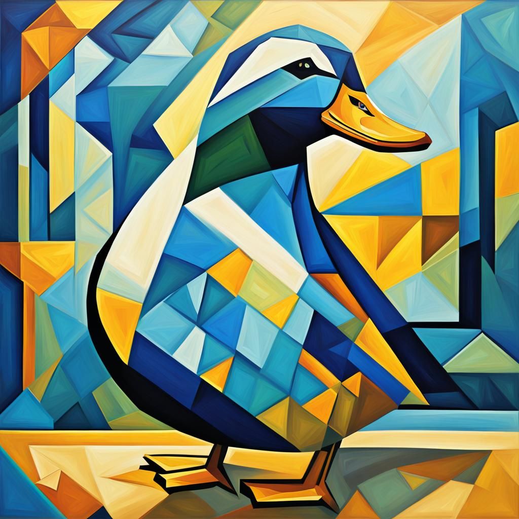 Cubist Art Deco Duck in Geometric Environment