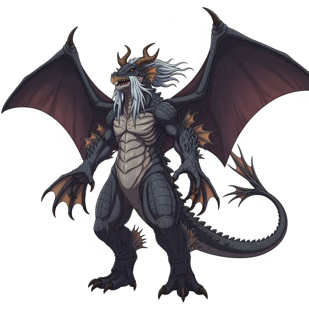 Colossal Kaiju Icthzarus with Dragon Horns and Manta Ray Win...