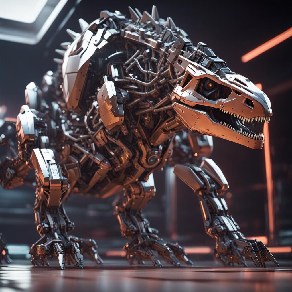 Futuristic Tyrannosaurus Zoid Mech in Sci-Fi Style