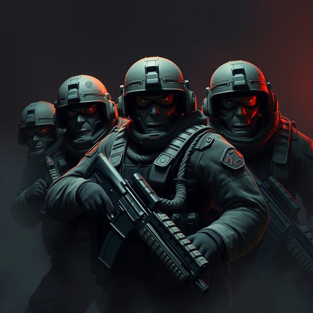 Intimidating Soldiers in Gritty, Atmospheric Combat