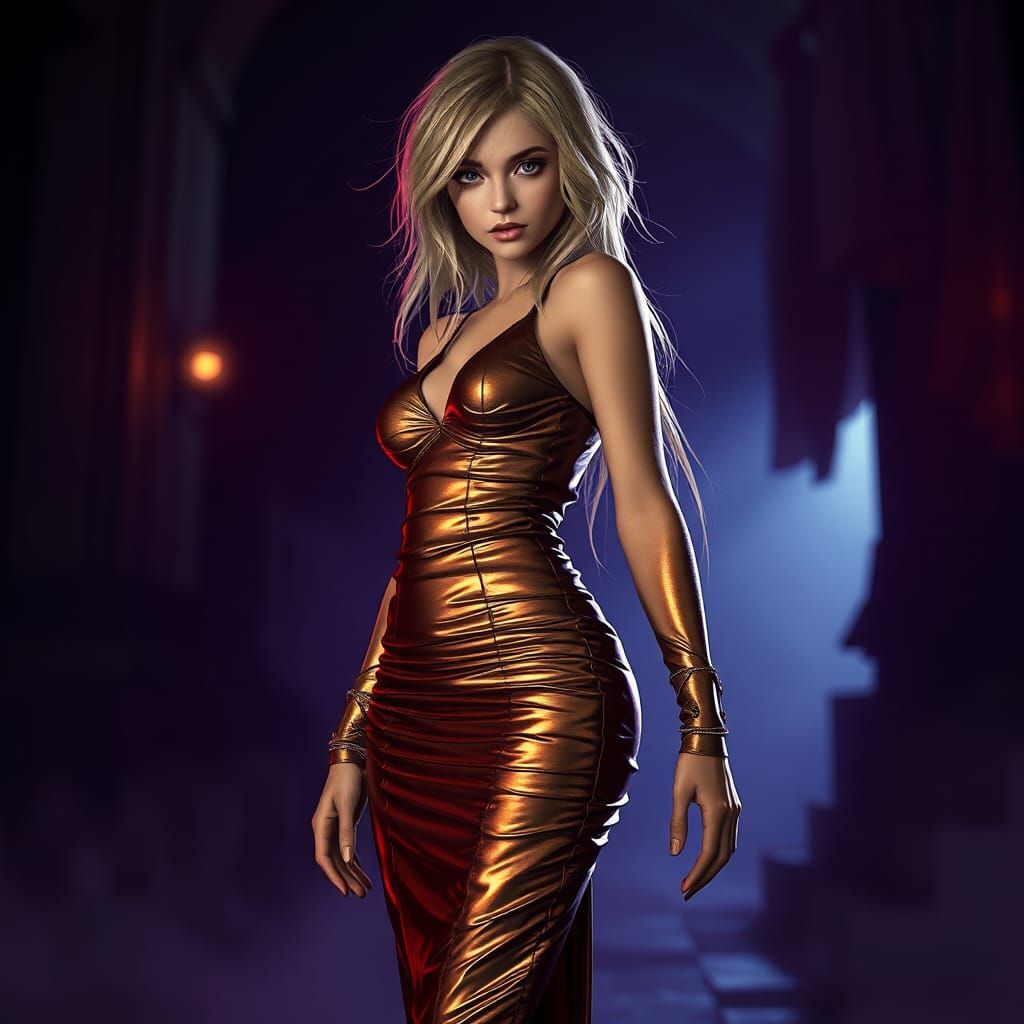 Emotional Woman in Vintage Outfit, Detailed Fantasy Art