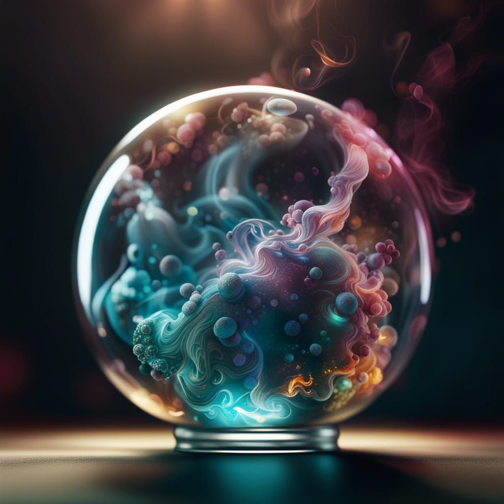 Cosmic Energy in Glass Sphere: Hyperrealistic Fine Art
