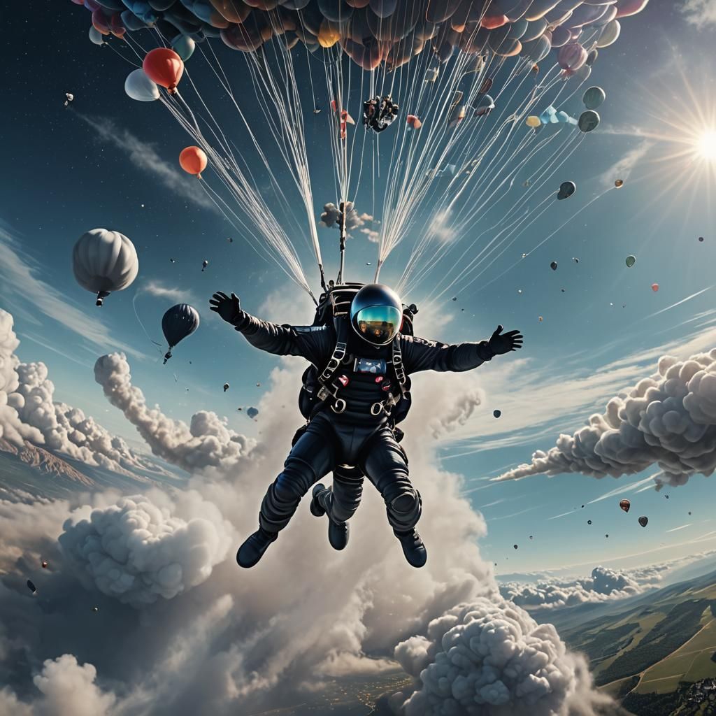 Skydiving from Space in Hyperrealistic Digital Art
