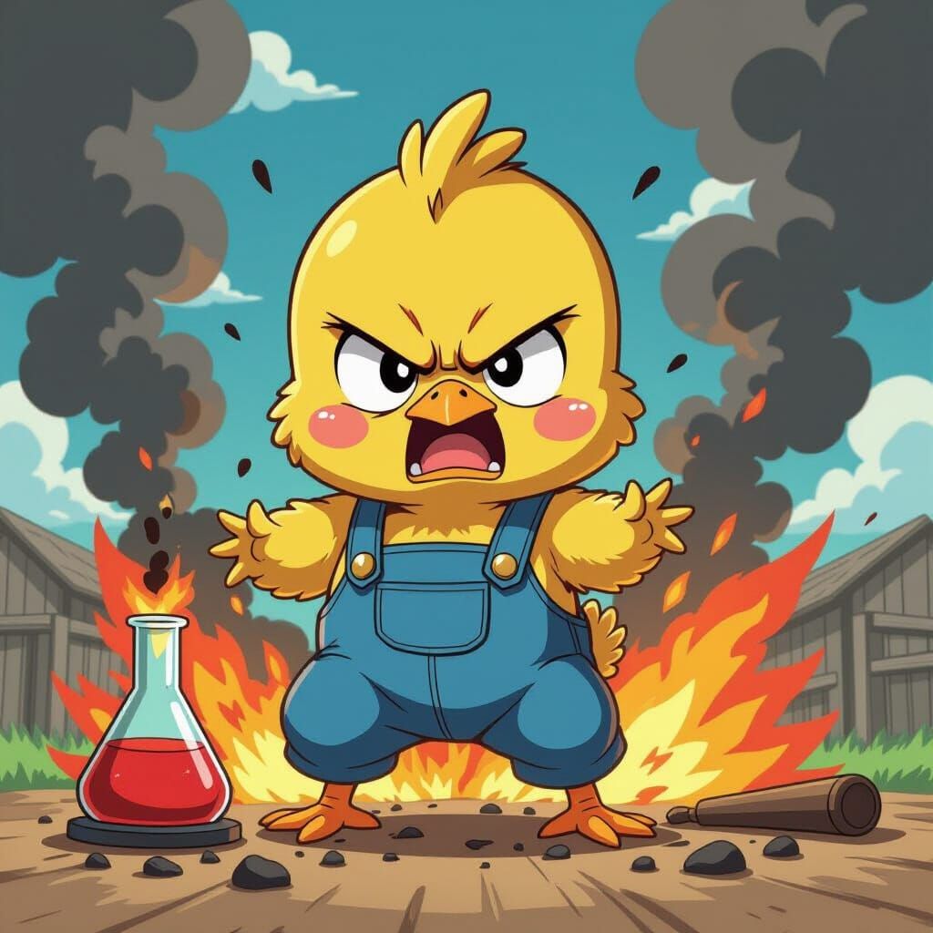 Furious Anime Chick Blows Up Chemistry Set