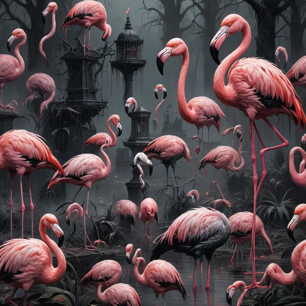 Sinister Gothic Flamingo Horror