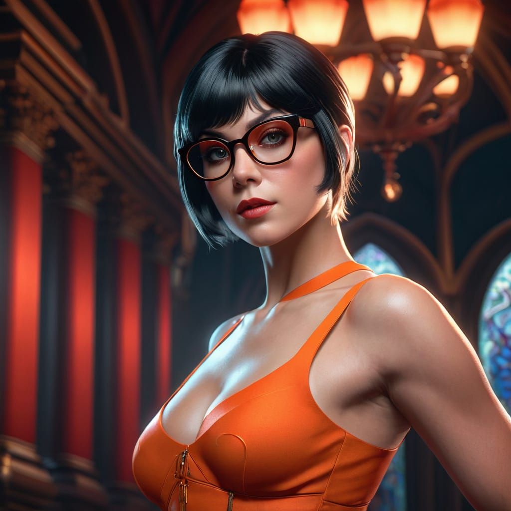 Velma Dinkley in a Dramatic Goth-Inspired Portrait