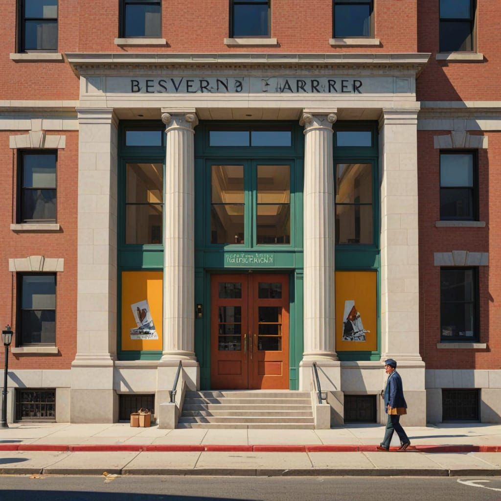 Boston Public Library Entrance in Anime Style