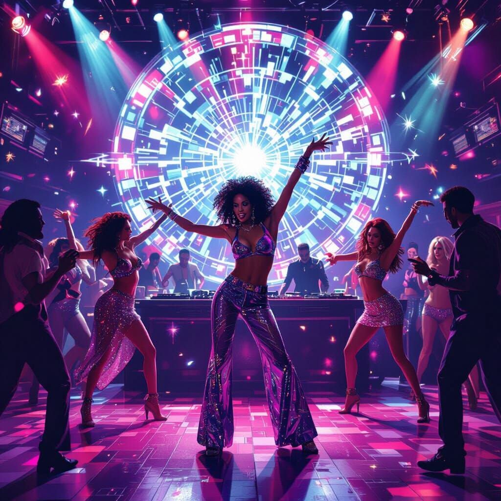 Discotheque Dancers and DJ CD Cover Art