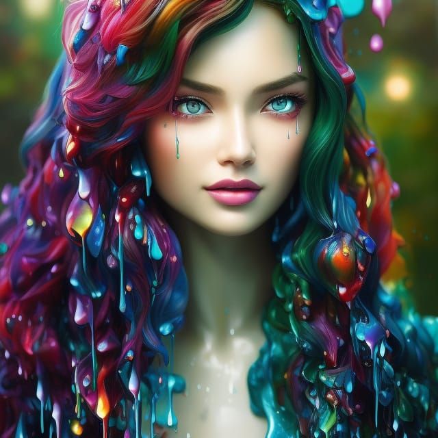 Beautiful Dripping Lady in Hyperrealistic Style