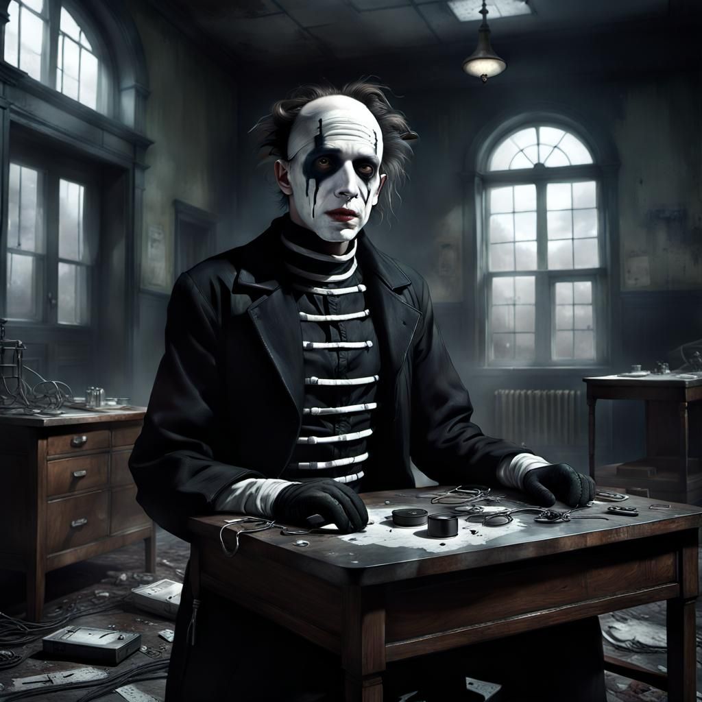 Sinister Asylum Scene with Mime Marceau