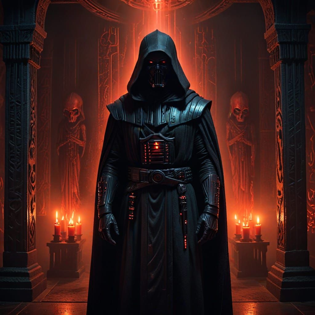 Surrealistic Sith Lord in Ominous Chamber