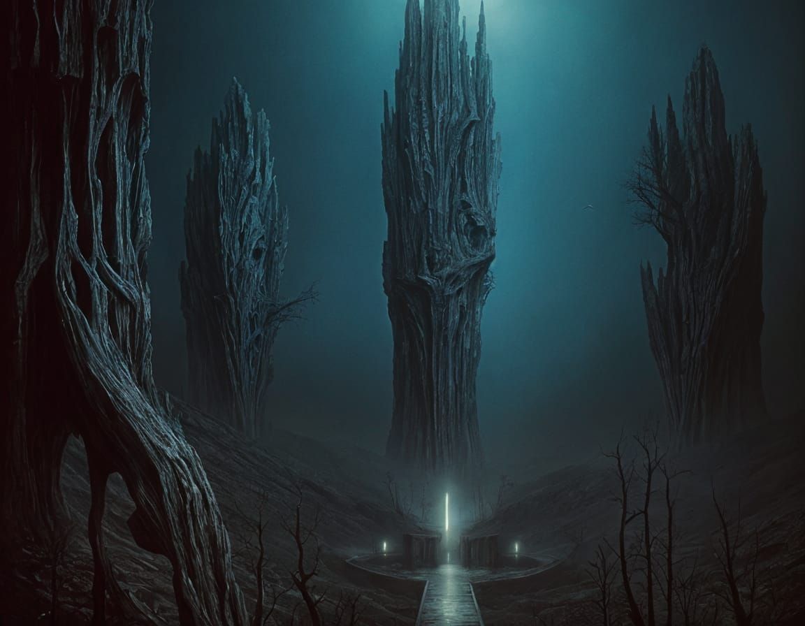 Dark Surreal Landscape Inspired by Beksinski and Giger
