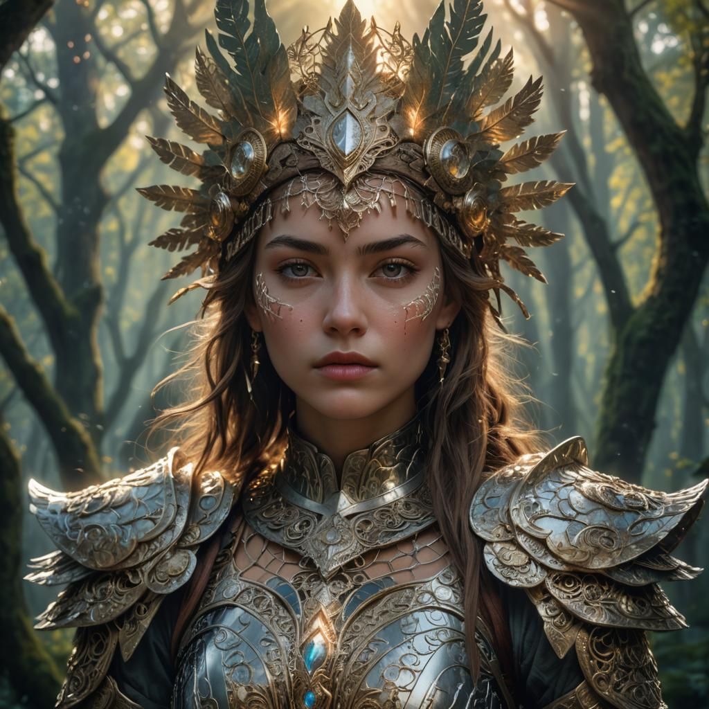 Regal Woman Portrait in Fantasy Art Nouveau Style