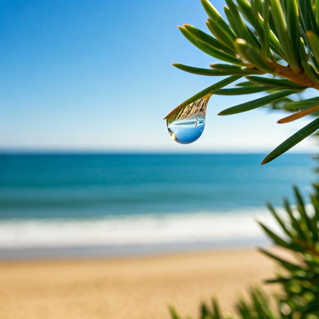 Surreal Water Droplet Reflects Miniature Oceanic World