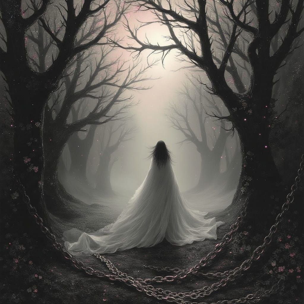 Surreal White Witch Unshackled by Moonlight