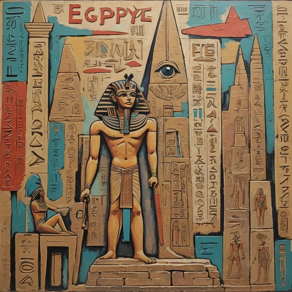 Egyptian Landmarks in Brutalist Propaganda Poster Style